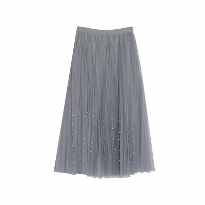 

Hot Women Tulle Tutu Long Elastic Waist Skirt Wedding Party Bead Mesh Maxi Dress