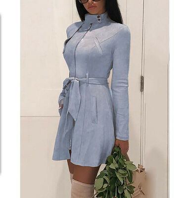 

Womens Winter High Neck Long Sleeve Casual Tops Coat Jacket Zip Up Outwear