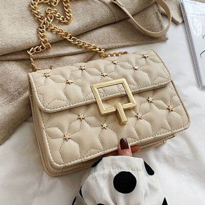 

On the new womens bag chain bag 2019 autumn Korean version of the new Joker Lingge shoulder bag tide woman messenger bag