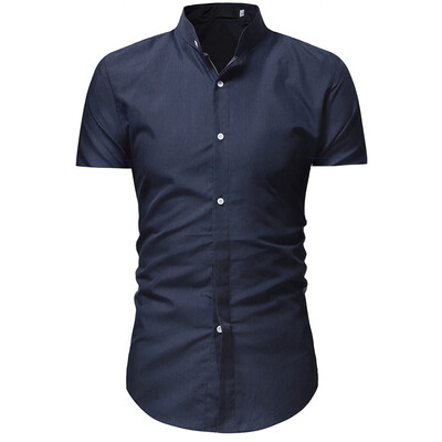 

Tailored Mens Solid Casual Button Down Short Sleeve Shirt Top Blouse