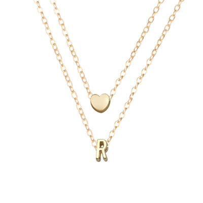 

26 Letters Fashion Tiny Dainty Heart Initial Double Layer Initial Letter Necklace Personalized Necklace Name Jewelry Friend Gift
