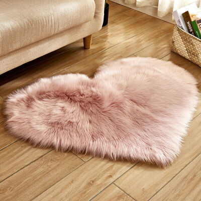 

Fluffy Heart Shaped Rug Shaggy Floor Mat Soft Faux Fur Home Bedroom Hairy Carpet