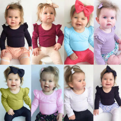 

Newborn Toddler Baby Girls Summer Romper Bodysuit Long Sleeve Outfits Jumpsuit