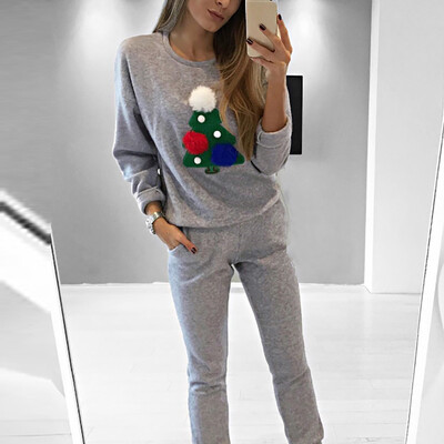 

Tailored Women Plus Size Merry Christmas Appliques Long Sleeve Sweatshirt Tops Blouse