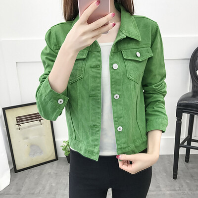 

Toponeto Women Fashion Lapel Solid Casual Denim Buttons Blazer Jeans Jacket Cardigan