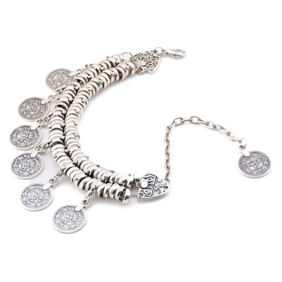 

Hot Sale New Hot Turkish Jewelry Bohemian Ethnic Vintage Silver Coin Bracelet Anklet