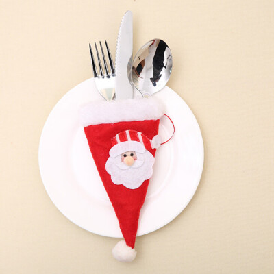 

〖Follure〗6pcs Christmas Decorative Tableware Fork Set Christmas Hat Storage Tool