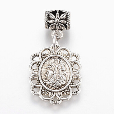 

Tibetan Style Alloy European Dangle Beads Large Hole Pendants Oval Antique Silver 31mm Hole 4mm Pendant 20x16x15mm