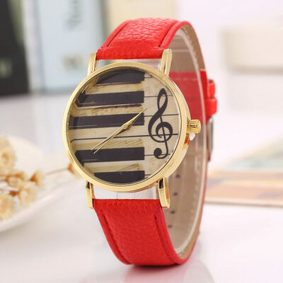 

Creative personality notes leather gold watch couple student leisure sports quartz watch