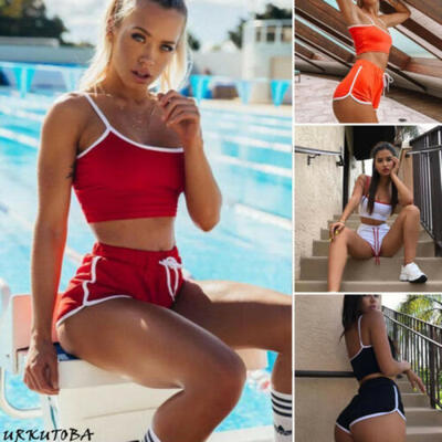 

Women Summer 2Piece Set Crop Top&Shorts Bodycon Outfit Short Sport Jumpsuit