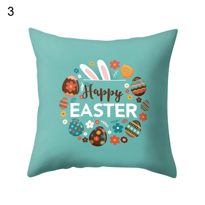 

Happy Easter Rabbit Bunny Egg Pillow Case Sofa Bed Car Cafe Office Cushion Cover
