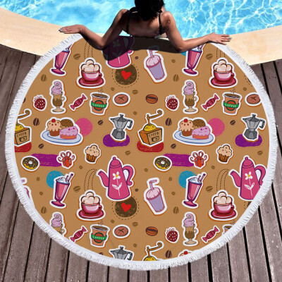 

Gobestart 1 PC Round Beach Pool Home Shower Towel Blanket Table Cloth Yoga Mat