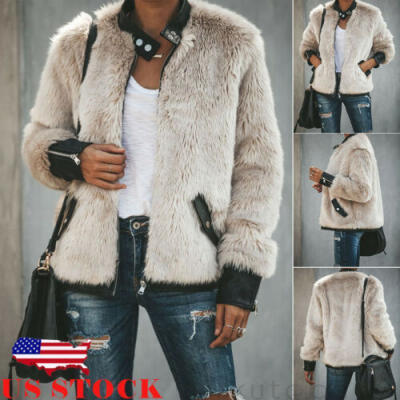 

US Women Ladies Warm Teddy Bear Fleece Tops Jacket Zip Up Oversize Outwear Coats