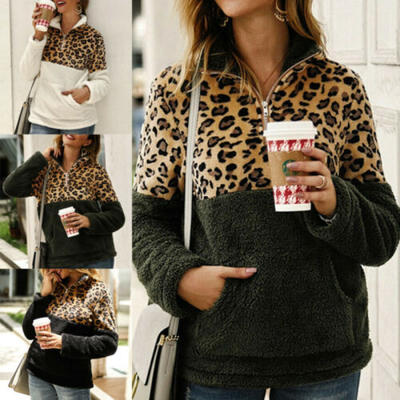 

Women Winter Warm Fleece Fur Jacket Outerwear Tops zipper Fluffy Pullover Coat
