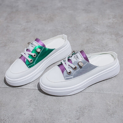 

Semi-slippers Womens Fashion Baotou Lazy Peoples Thick-soled Leisure Summer Small White Shoes without heels