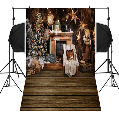 

〖Follure〗Christmas Backdrops Tree Vinyl 3x5FT Fireplace Background Photography Studio