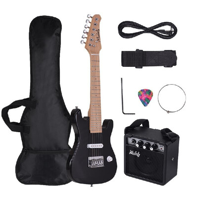 

Muslady 28 Inch Kids Children ST Electric Guitar Kit Maple Neck Paulownia Body with Mini Amplifier Guitar Bag Strap Pick String Au