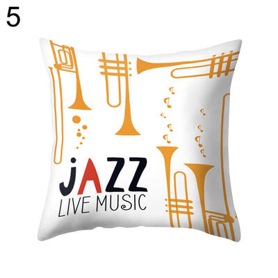 

Jazz Music Drum Cello Tuba Pillow Case Cushion Cover Bed Car Cafe Office Decor
