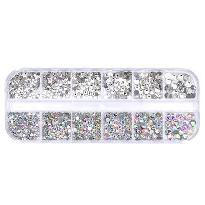 

12 Lattices Mixed Nail Chain Rivets Rhinestones 3D DIY Nail Art Decorations