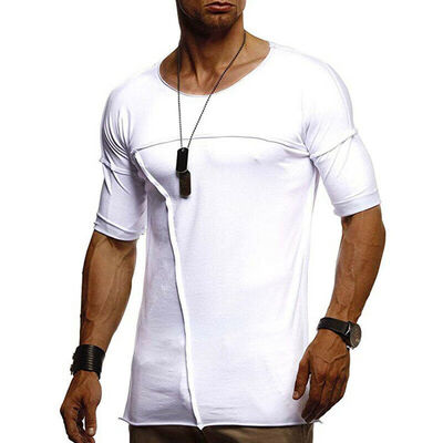 

Mens T Shirt Slim Fit Casual T-shirt Tops Summer Clothes Bodybuilding Muscle Tee