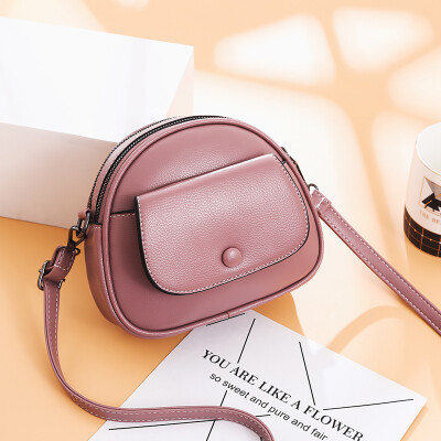 

Korean version of the simple ins wind student small round bag shoulder diagonal package solid color small bag female