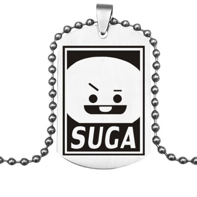 

KPOP BTS Bangtan Boys Same paragraph Cartoon Avatar Printing Pendant Necklace Alloy Couple Necklace Best Gift for ARMY