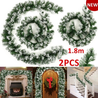 

21PCS 18M Garland Christmas Red Fruit Pine Cone Snowflake Decoration Pine Xmas Festive Wreath Stairs Fireplace