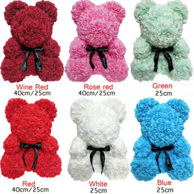 

38cm Rose Bear Flower Stuffed Plush Soft Teddy Doll Toy Romantic Gift Valentine