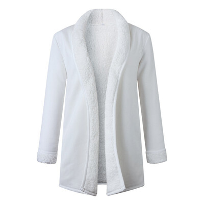 

Fashion Long Sleeve Women Coat Solid Loose Turn -Down Neck Cardigan Pocket Warm Feminino Outerwear