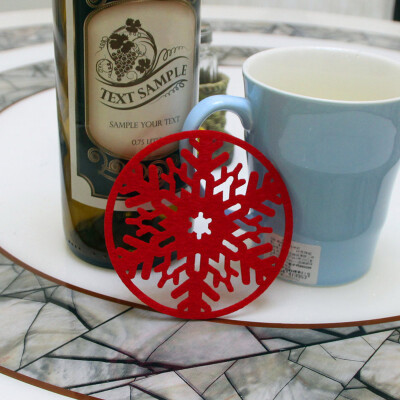 

〖Follure〗2PC Christmas Coffee Table Water Snowflake Coaster Insulation Pad Coaster Doily