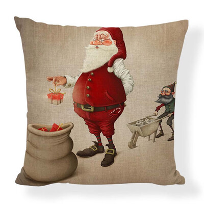 

New Christmas Pillow Case Santa Cotton Linen Sofa Throw Cushion Cover Home Decor