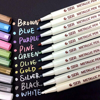 

Siaonvr Assorted Colored Metallic Permanent Paint Markers Pens Metallic Marker Pens