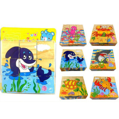 

Gotoamei Children Wooden 9 Blocks Six Sides Building Blocks Dimensional Puzzle
