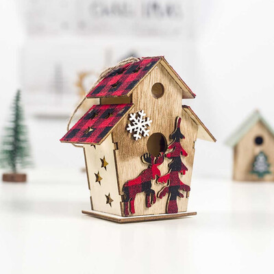 

Siaonvr LED Light Wood House Cute Christmas Tree Hanging Ornaments Holiday Decoration