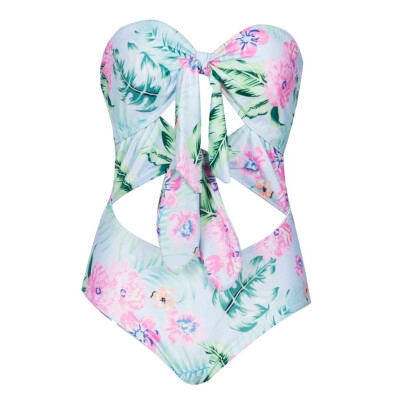 

Roseonmyhand Women Sexy Dot Floral Print One-Piece Bikini Swimwear Bathing Swimsuit Beachwear