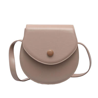 

Women Solid Color Crossbody Shoulder Bag Oval PU Leather Flap Casual Purse