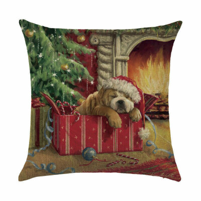 

Tailored Christmas Pillow Case Santa Cotton Linen Sofa Car Throw Cushion Cover Home Decor