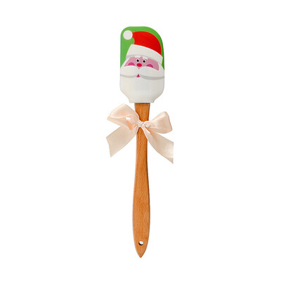 

Gobestart Christmas Design Spatula Wooden Handle Silicone Scraper Kitchen Baking Tools New