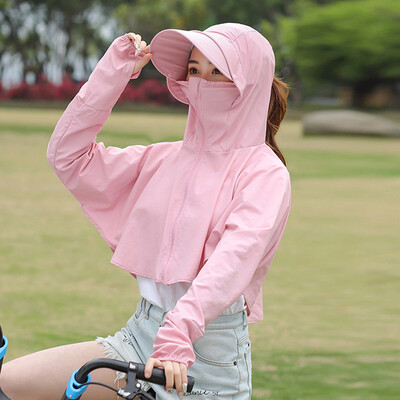 

Roseonmyhand Womens Sun Protective Hooded Coat Anti-UV Jacket Hat Summer Breathable Cycling