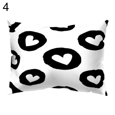 

Black White Heart Circle Throw Pillow Case Cushion Cover Sofa Bedding Articles
