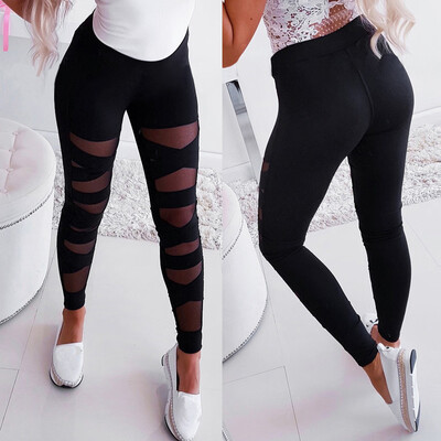 

Tailored Fashion Womens Elastic Perspective Splice Leggings Sport Casual Solid Yoga Pants
