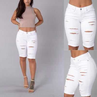 

Sexy Women Elastic Hole Ripped Short Pants Harajuku Boyfriend casual Shorts
