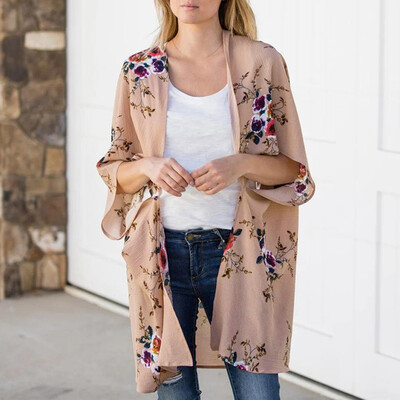 

Womens Holiday Floral Kimono Cardigan Ladies Summer Casual Beach Tops Blouse