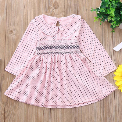 

Newborn Baby Girls Long Sleeves Dot Print Princess Toddler Kids Clothing Dress