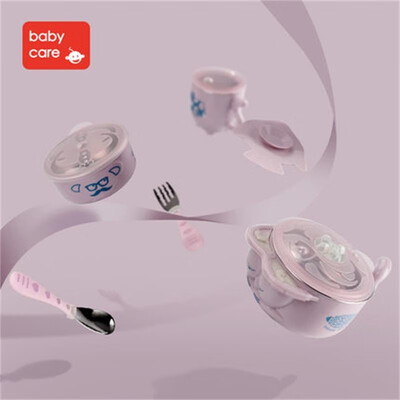 

BabyCare baby newborn food Dinnerware Set baby stainless steel bowl Spoon cup fork Tableware set kids Food Container