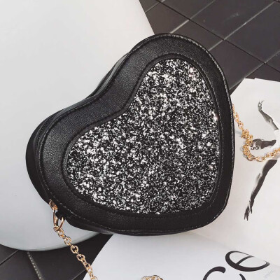 

Tailored Women Fashion Heart-shaped Sequins Handbag Shoulder Bag Small Tote Ladies Purse