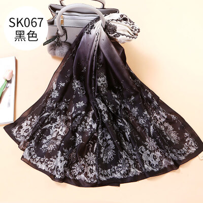 

Summer new European&American lace gradient scarf mesh flower vine high-end fashion simulation silk sunscreen silk scarf shawl female