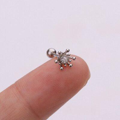 

1Pc Cz Cartilage Stud Moon Star Heart Cross Flower Crown Helix Piercing Tragus Stud Conch Earring