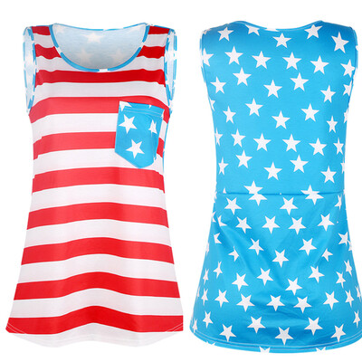 

Starmoon Women America Flag Printed Sleeveless Tank Up Blouse
