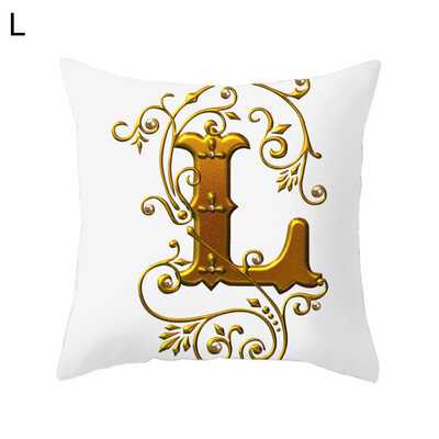 

Golden Alphabet Printed Pattern Pillow Case Cushion Cover Home Sofa Car Decor